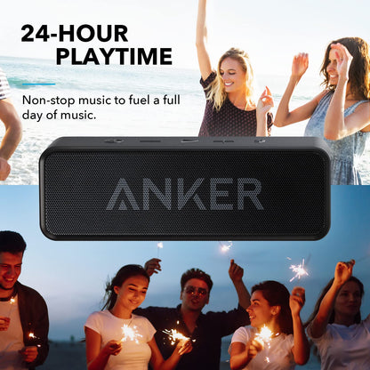 Anker Soundcore Bluetooth Speaker Upgraded Version with 24H Playtime, IPX5 Waterproof, Stereo Sound, 66ft Bluetooth Range, Built-In Mic, Portable Wireless Speaker for iPhone Samsung