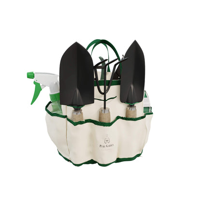 Pure Garden 8-Piece Garden Hand Tool Set - Canvas Tote Gardening Tool Kit with Snip, Pruner, Rake, Trowel, Shovel, Spray Bottle, and Soft Wire Tie