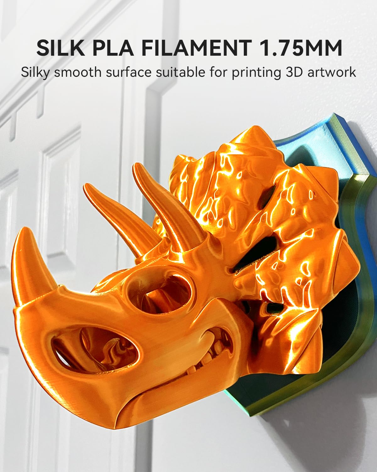 SUNLU Silk PLA+ Filament, Shiny Metallic Silk 3D Filament 1.75mm, High Strength PLA Plus 3D Printer Filament, 1KG Spool, Light Gold