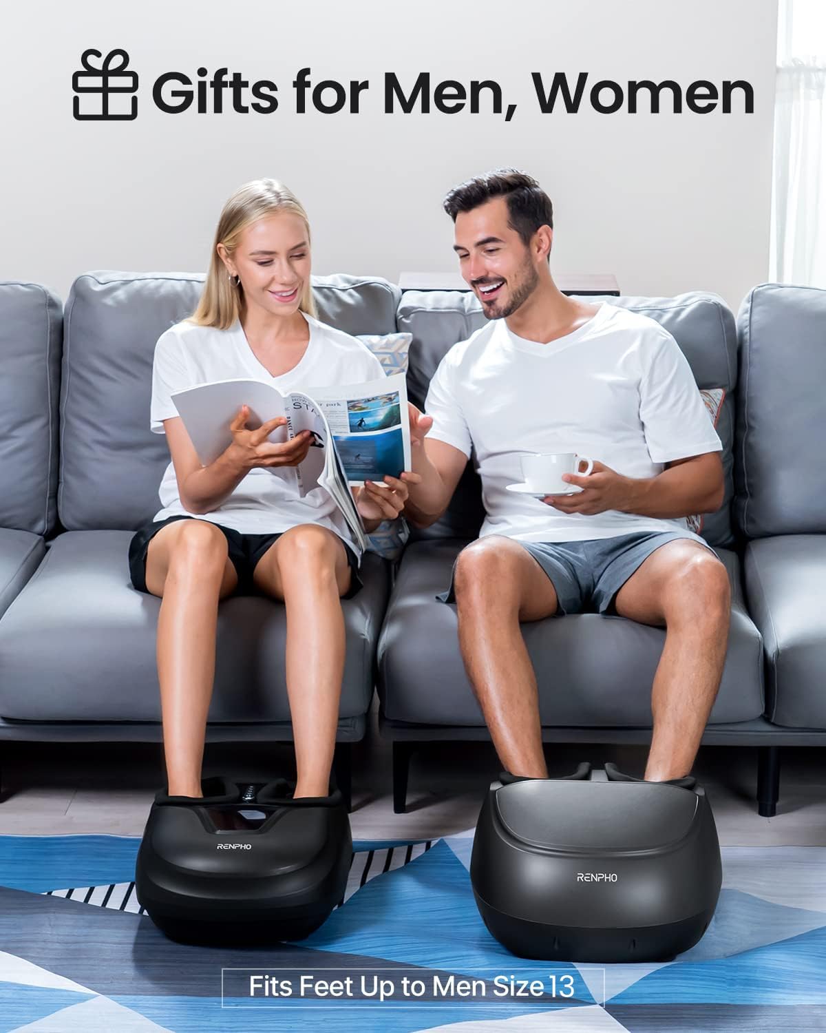 RENPHO Foot Massager Machine [2026 Upgraded], Shiatsu Foot Massager with Heat, True Full Foot Massage, Deep Kneading Plantar Fasciitis Massager for Women Mom Men Dad, Fits Up to Size 13