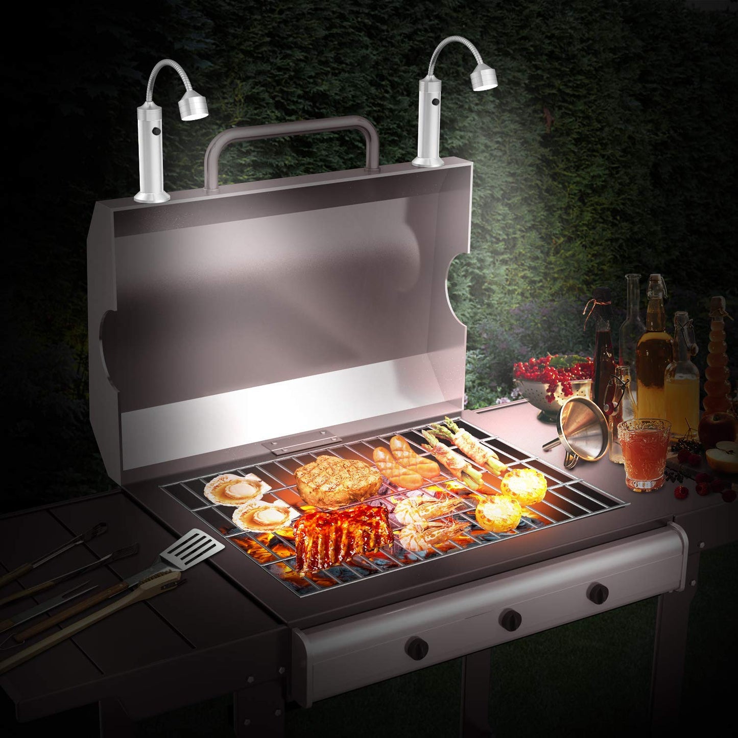 FIREOR Grill Lights for BBQ, Magnetic Base Super-Bright Outdoor LED Barbecue Grilling Light - 360 Degree Flexible Goosenec.