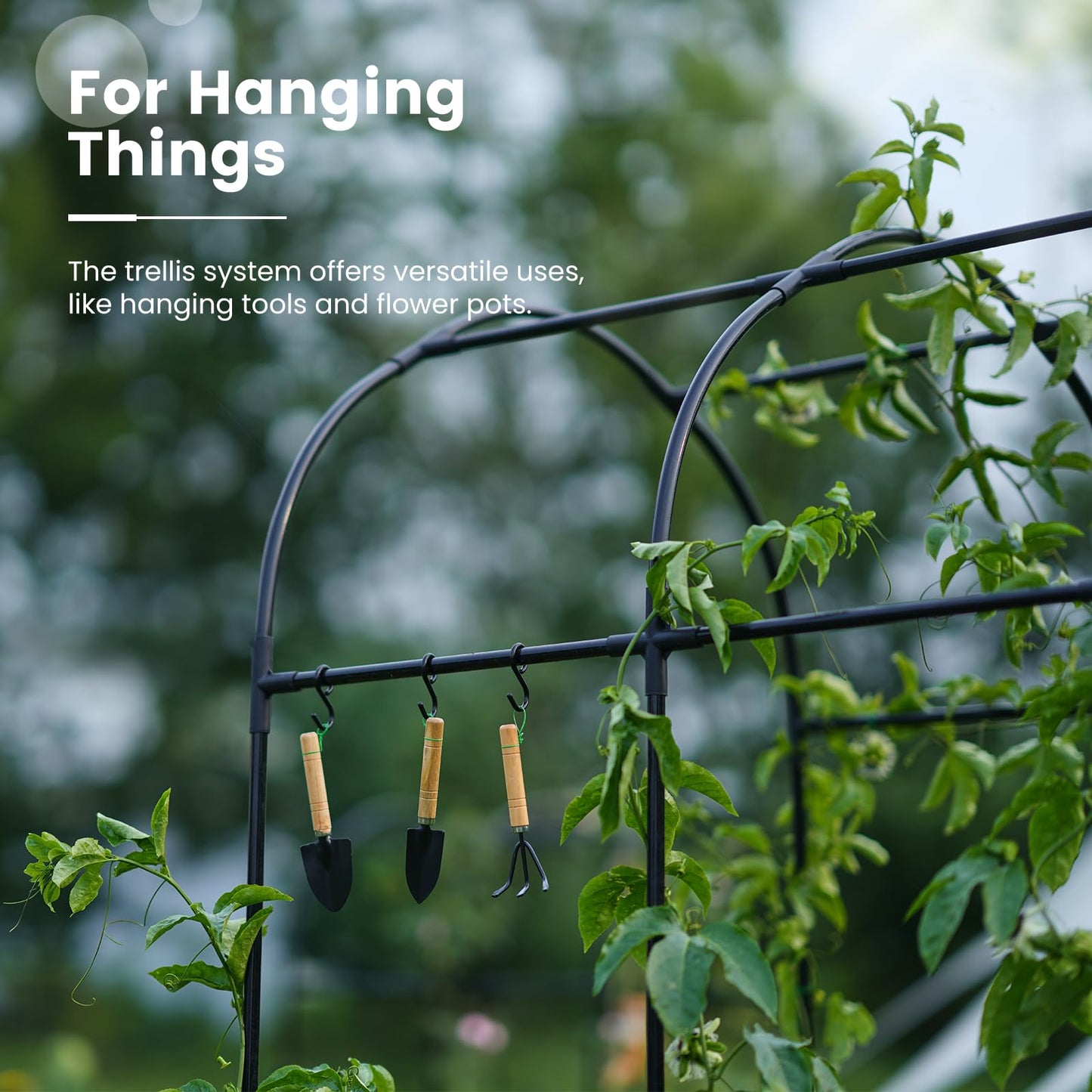KING BIRD Raised Garden Bed with Arched Trellis Galvanized Planter Garden Box Outdoor for Gardening, Climbing Vegetables, Flowers 5.9x2.95x0.98 Ft 2PCS, Dark Grey