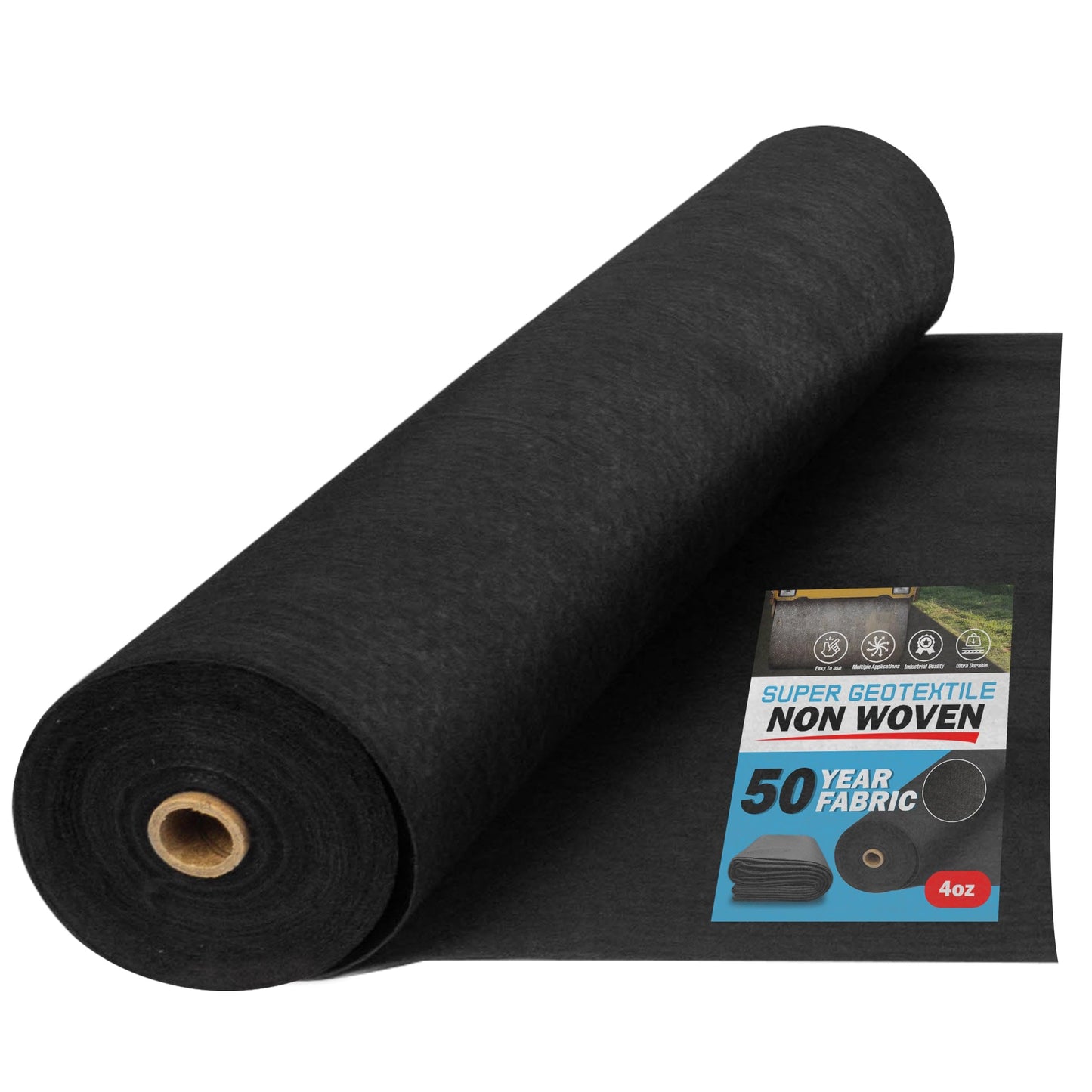 Super Geotextile 4, 6, 8 oz Non Woven Fabric for Landscaping, French Drains, Underlayment, Erosion Control, Construction Projects - 4 oz (3X250)