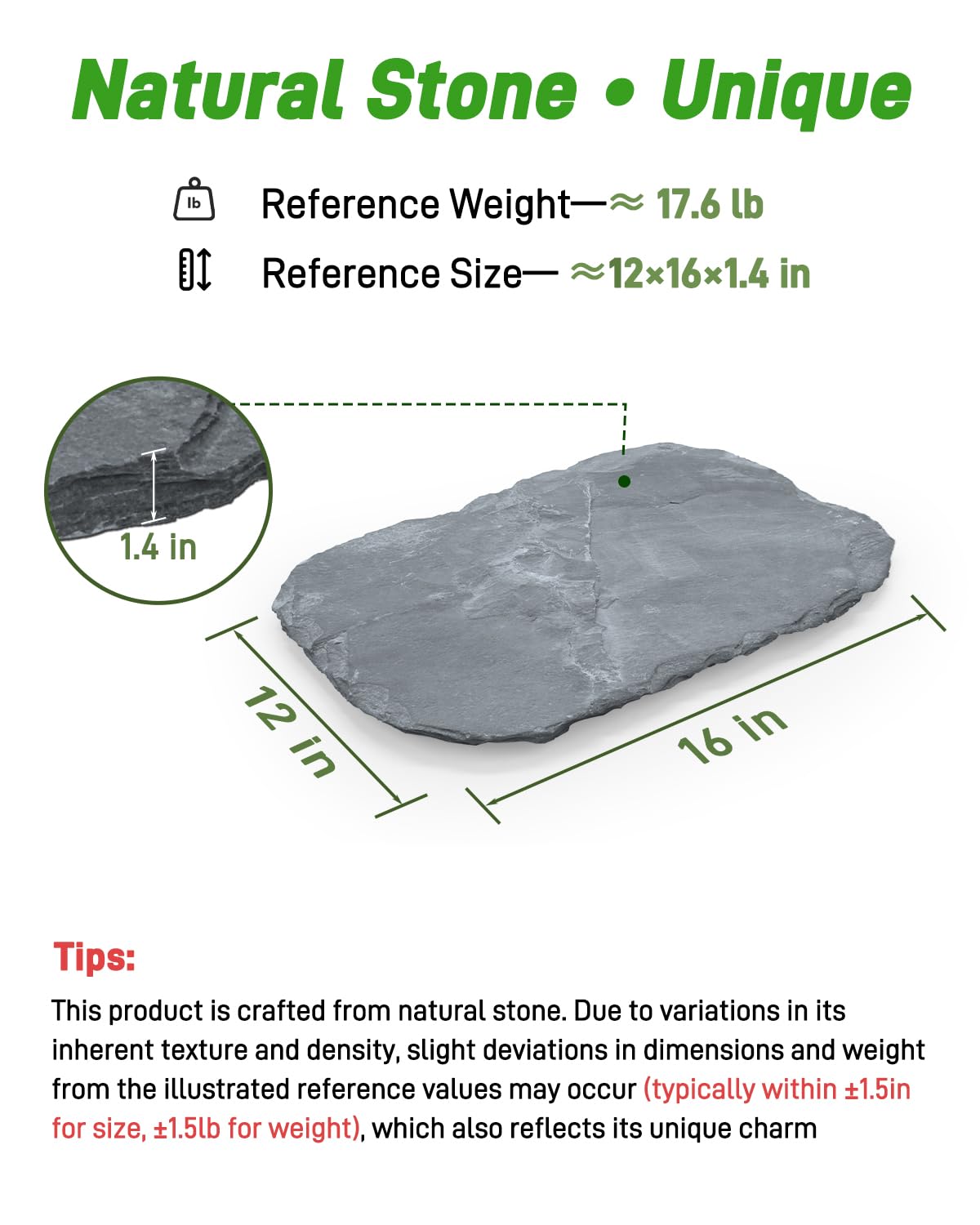 2 Pcs Natural Stepping Stones Outdoor, Irregular Garden Stepping Stones, 12''×16'' Walkway Paving Stones for Lawn, Yard and Patio Landscaping Decor