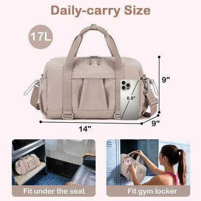 LEDAOU Small Gym Bag for Women, Mini Duffle Bag with Yoga Mat Holder Lightweight Carry On Sports Bag with Separate Shoe Pocket & Wet Pocket Duffel Bags Dance Yoga Workout Bag