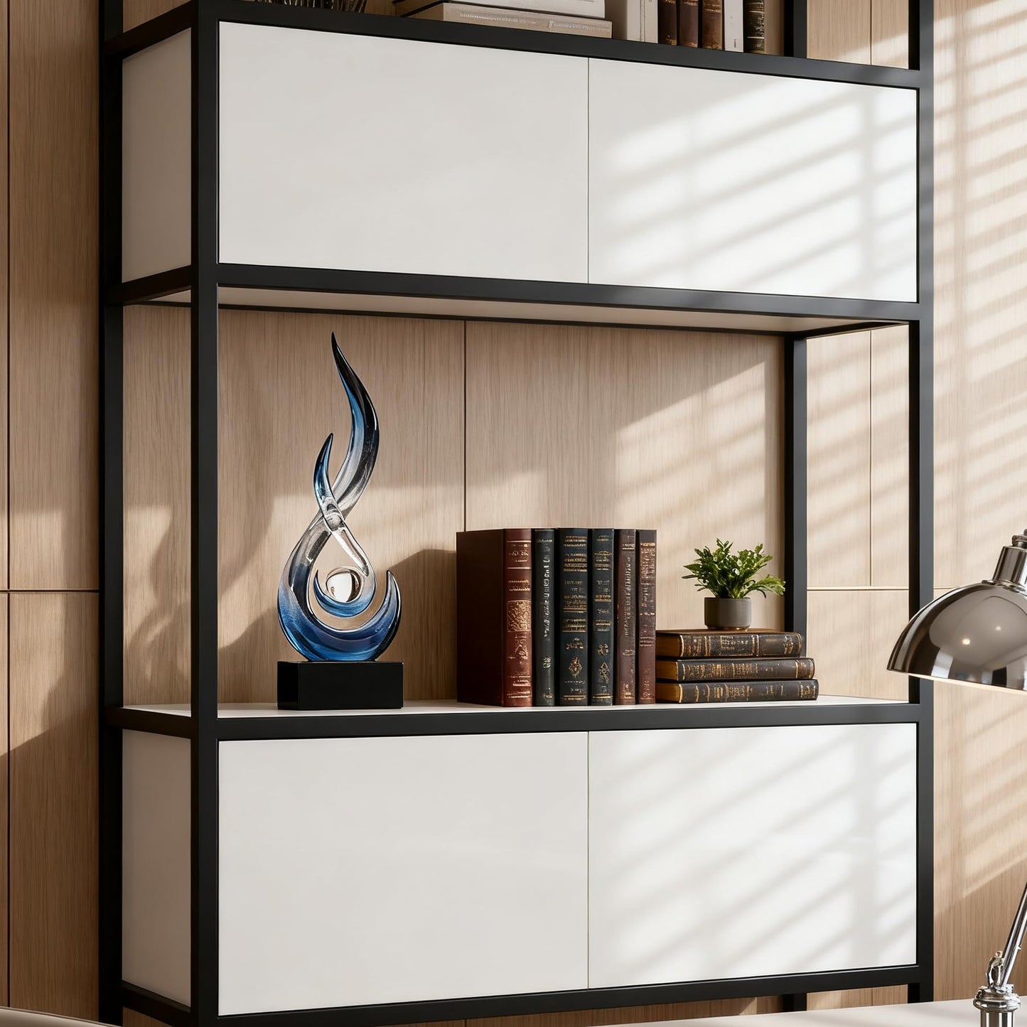 XGZY 15inch Flame Sculpture: Resin Flame Shaped Art Decoration, Suitable for Home, Wine Rack, Office, Bookshelf (Blue Gradient)