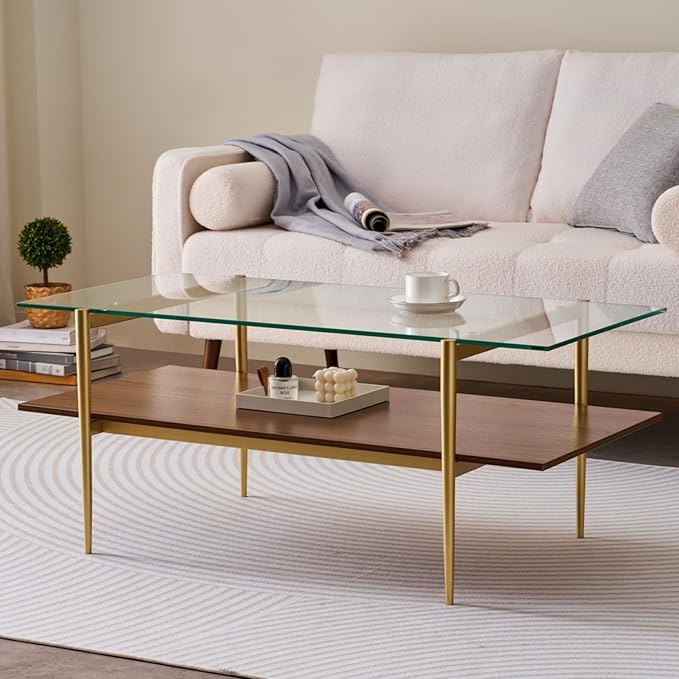 LumFurn Rectangle Coffee Table, Mid-Century Modern Design, L41 W21 x H17