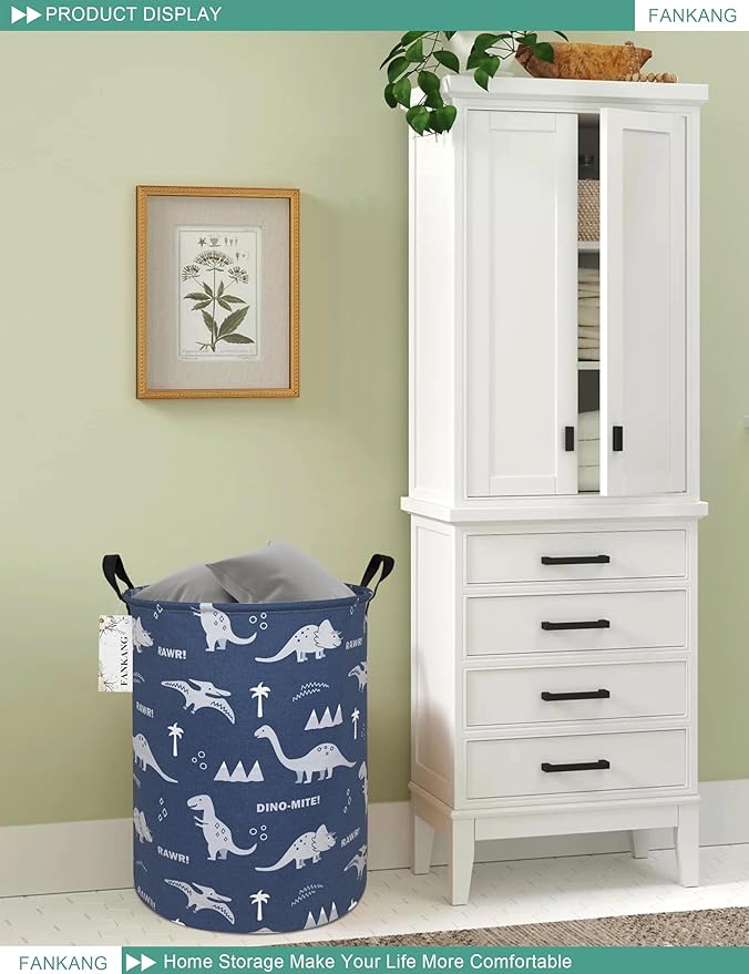 FANKANG Storage Basket, Nursery Hamper Canvas Laundry Basket Foldable