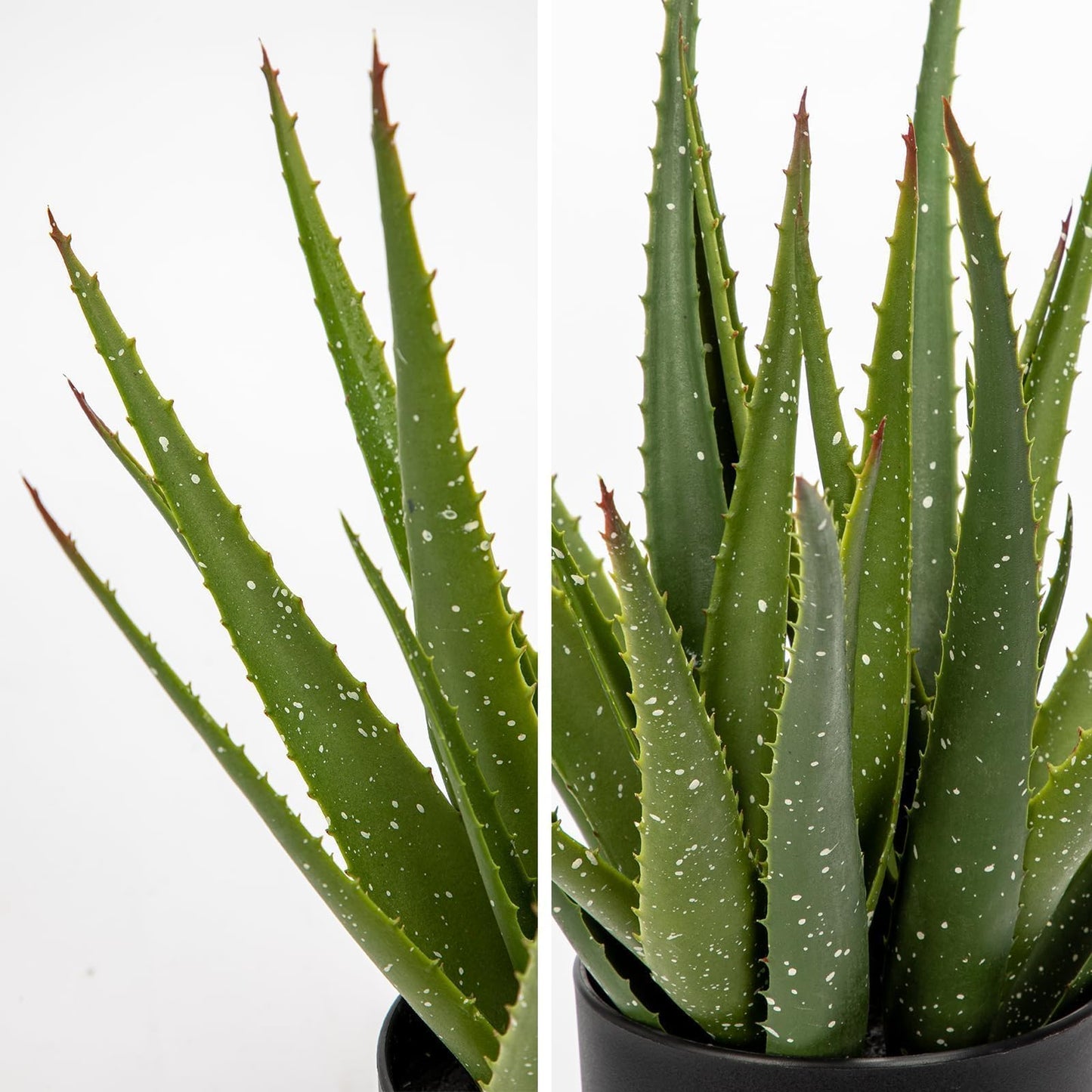 GnFlus Large Fake Succulent Aloe Vera Plants 16.5 Inch Artificial Succulents with Black Pot Faux Aloe Potted Plant for Desk Modern Home Office Bedroom Living Room Table Shelf Decor