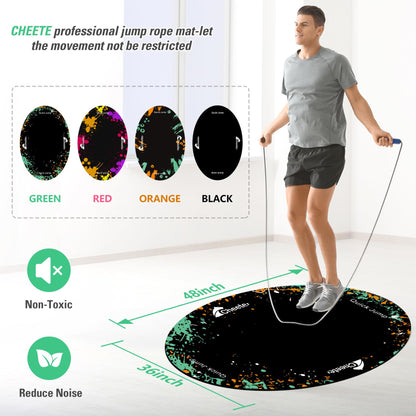 Jump Rope Mat Large Rubber Exercise Mat Workout Mats for Home Gym Flooring Non-Slip Oval Design for Floor & Rope Protection