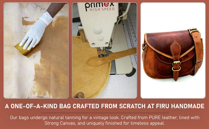 Firu-Handmade Women Vintage Style Genuine Brown Leather Crossbody Shoulder Bag Crossover Satchel ladies Purse Tote Handbags Travel