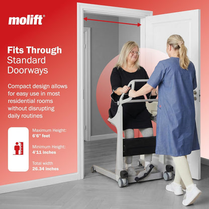 Molift Transfer Pro Hospital-Grade Stand Assist Lift, Manual Sit to Stand Lift for Elderly & Disabled, 440lb Capacity, 2025 Red Dot Award Winner, Professional Rehab & Home Care Seated Transfer Assist