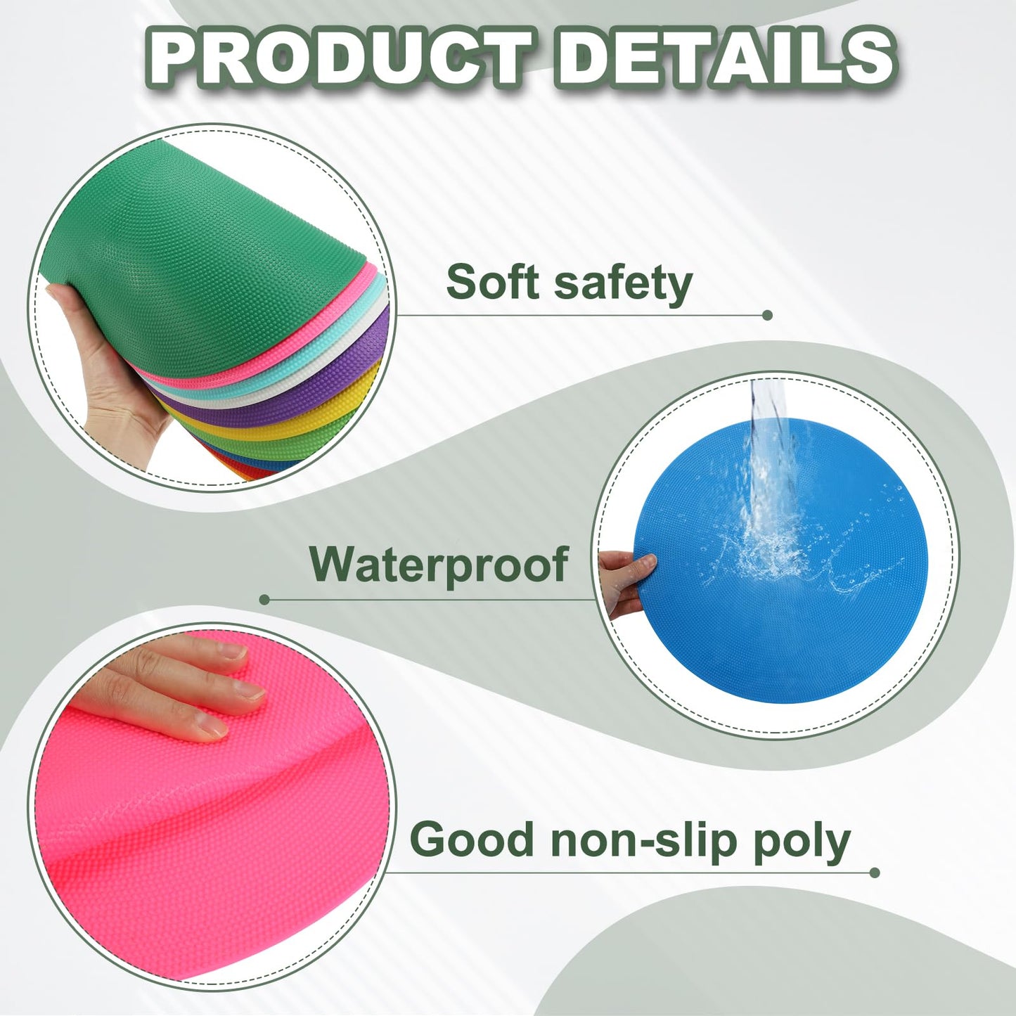 YELARXI Spot Markers for Agility Dot, Non-Slip Poly Spots Floor Dots Flat Field Soccer Training Equipment 12 in & 6 Pcs & Green -Fitting for (Gym/Sports/Training/PE Games/Dance)