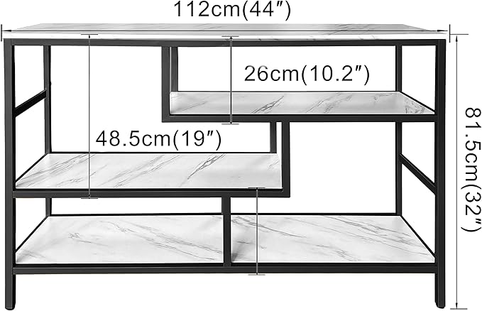AT-VALY Console Table with Storage Shelves, Sofa Table Entryway Table with Faux