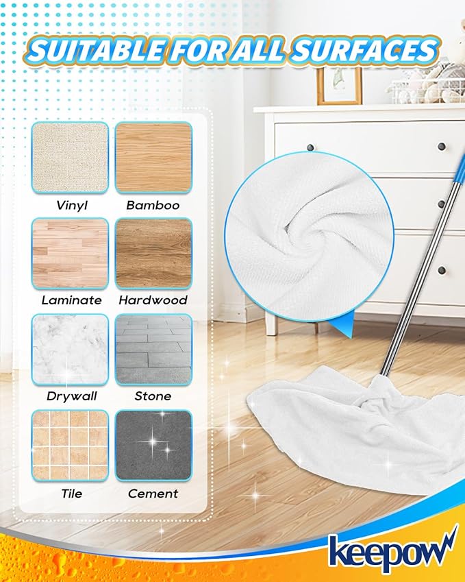 KEEPOW 8PCS Extra Large Microfiber Cleaning Cloth 30" x 20" Washable Reusable
