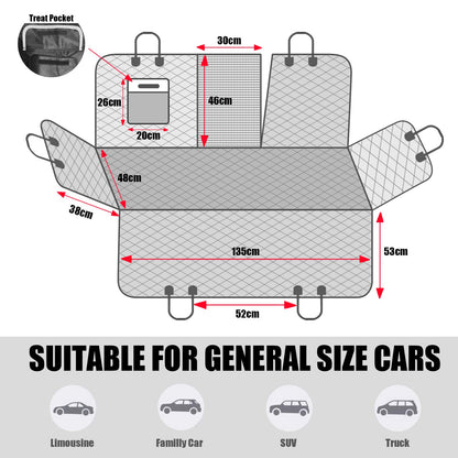 VSPETCC Dog Car Seat Cover,100% Waterproof with Mesh Window And Storage Pocket,Durable Scratchproof Nonslip Dog Hammock with Universal Size Fits for Cars/Trucks/SUV