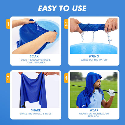 CSITE 2 Pack Cooling Hoodie Towels, Instant Cooling Towels for Neck and Face, UPF 50 Sun Protection, Ice Towel for Hot Weather, Head Towel for Sports, Camping, Cycling & More Activities