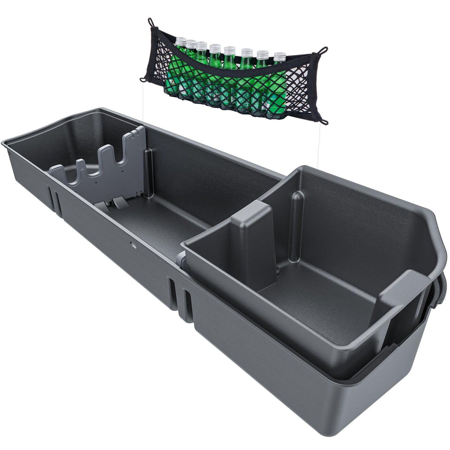 WHALEMOTOR Underseat Storage Compatible with Ford F150(2015-2026)&Super Duty(2017-2026) SuperCrew/Crew Cab, Upgraded Rear Under Seat Organizer Cargo Box for F-150 F250 F350 F450 F550