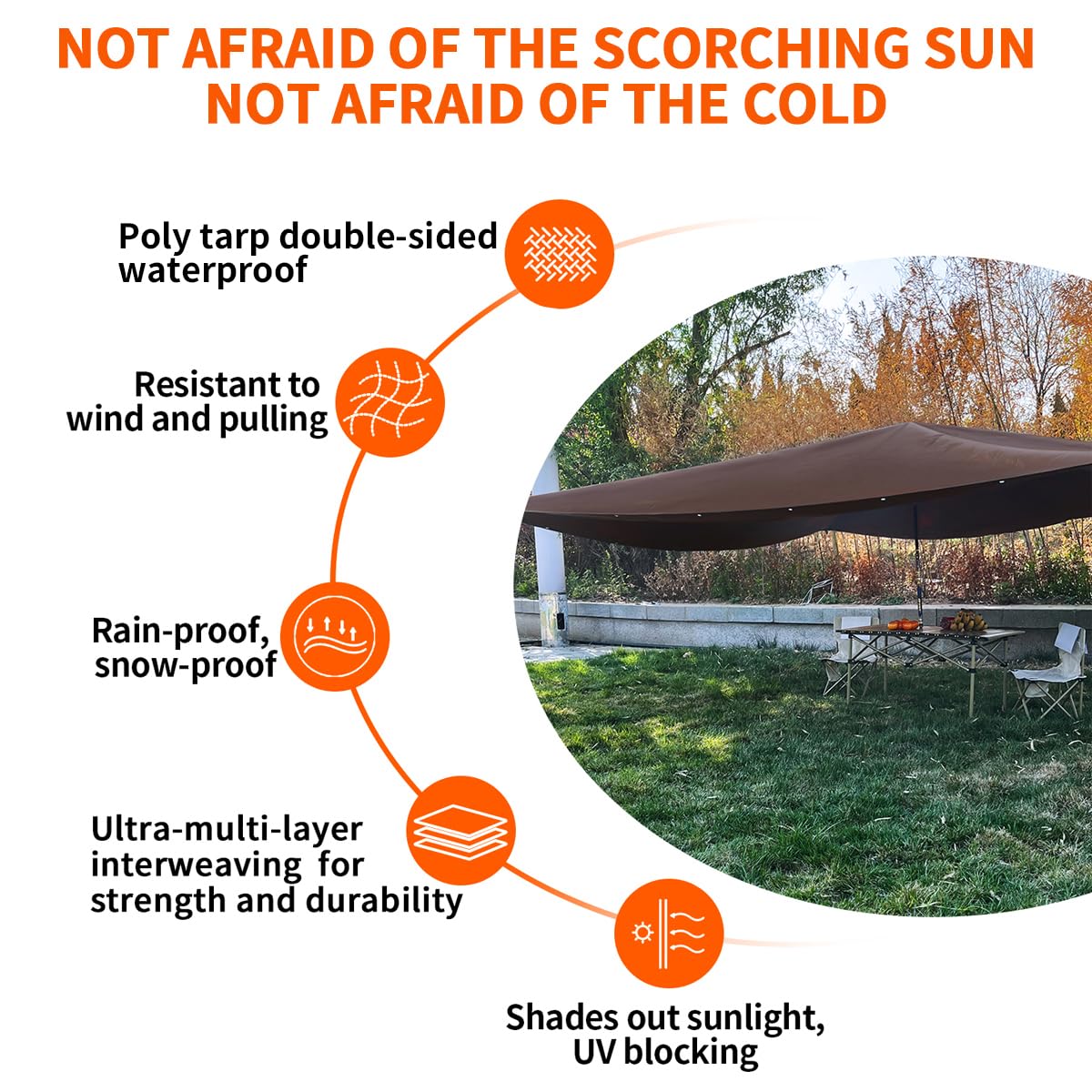 WUPUSDER Tarps Heavy Duty Waterproof 20x30ft, 16Mil Poly Tarps with Grommets, UV Resistant, Brown Multipurpose Tarpaulin with Reinforced Edges, Camping, Outdoor Coverings
