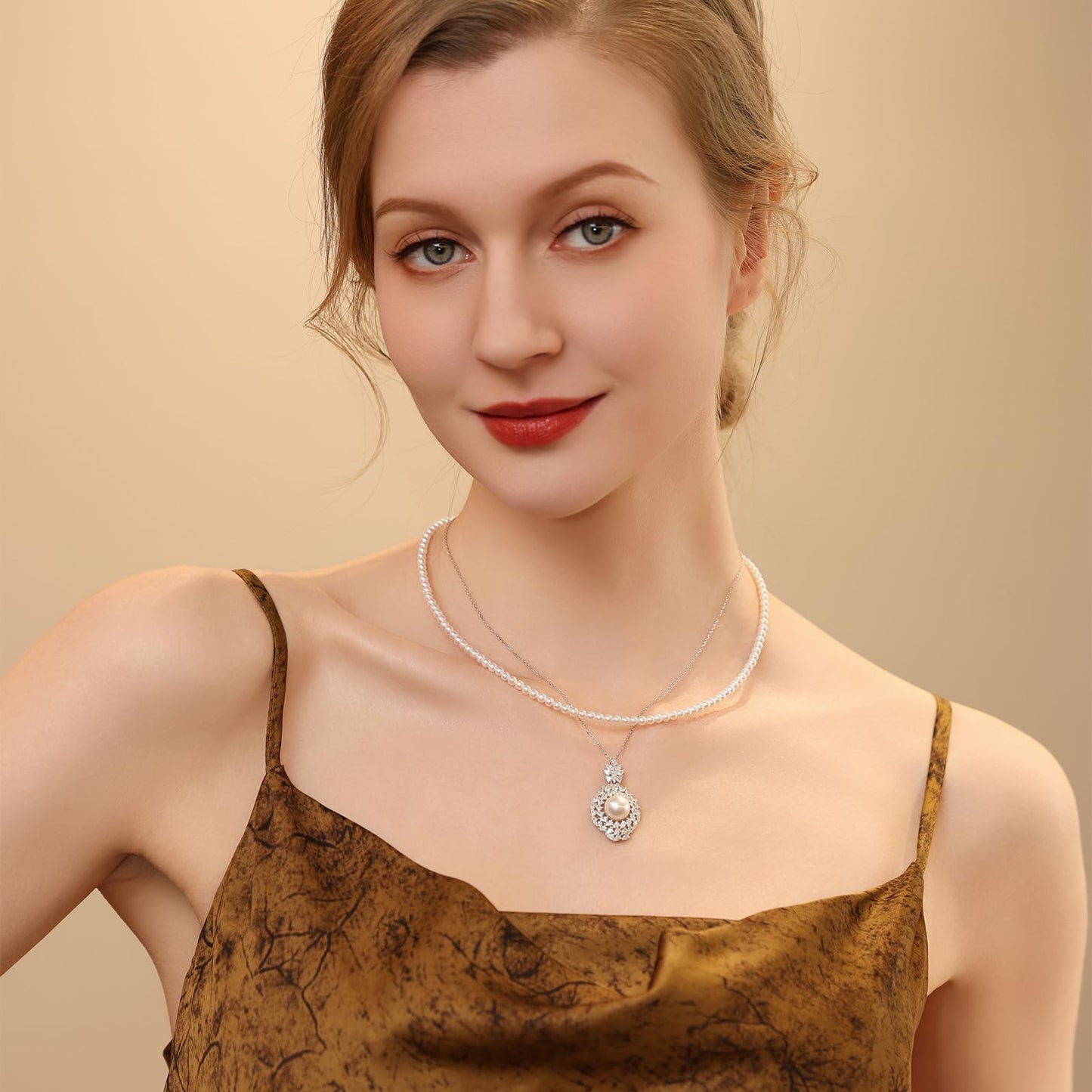 Orapearl Freshwater Pearl Pendant Necklace AAAA 10-11mm Elegant Jewelry Gift for Wife Mom Girlfriend Her Women with 925 Sterling Silver Chain June Birthstone for Anniversary Birthday Wedding