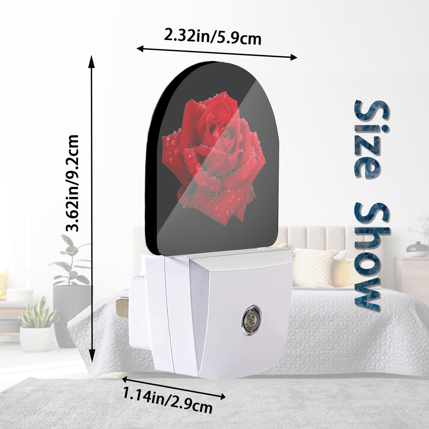 Axxitude Red Rose Raindrops Night Lights Plug into Wall for Girls Boys Room,Night Light LED Lamp Dusk to Dawn Sensor Round Lamp for Bedroom Bathroom Hallway Home Wall Decor Nightlight