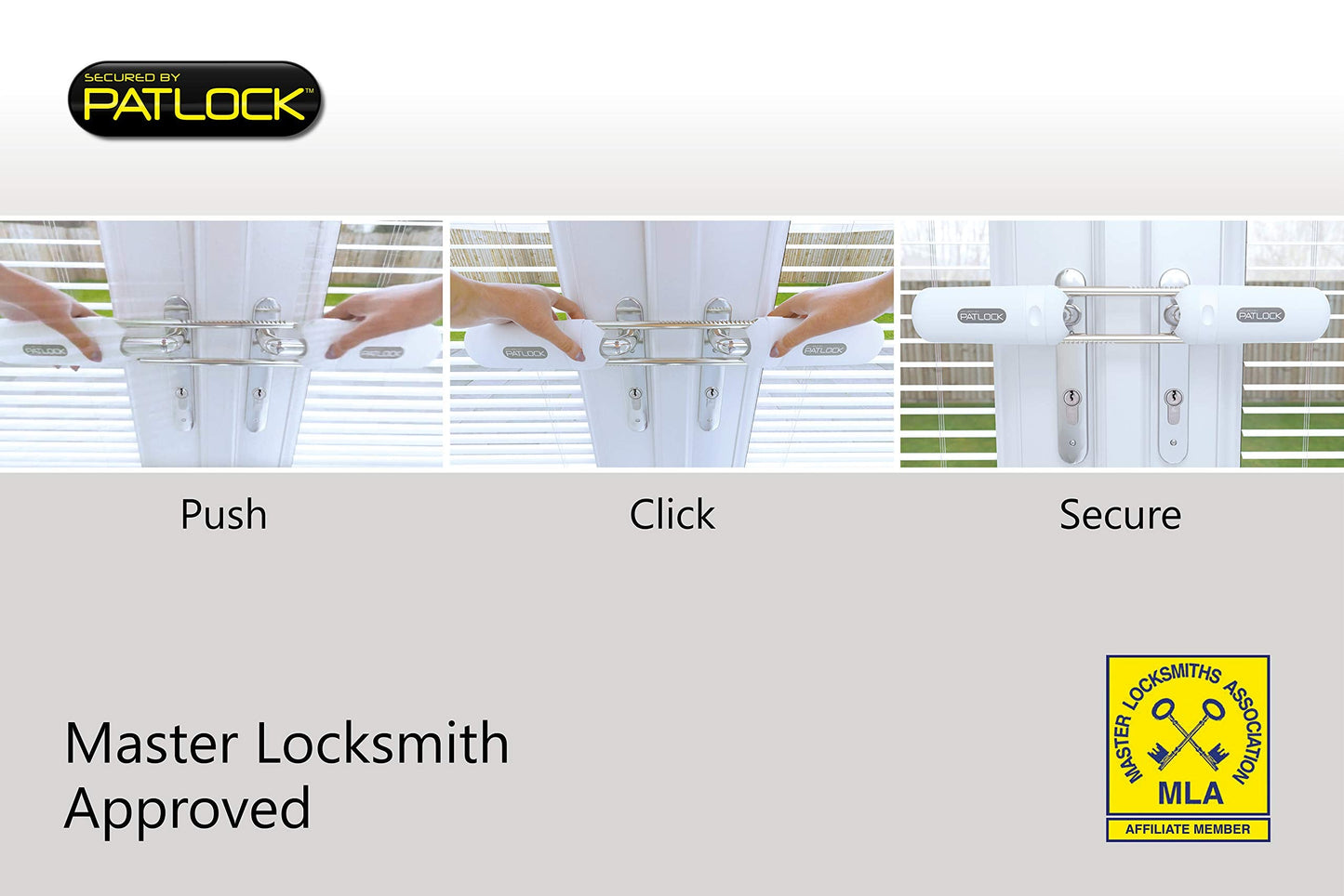PATLOCK French Door, Patio and Conservatory Security Lock for Double Doors Fitted with 2 Internal Handles