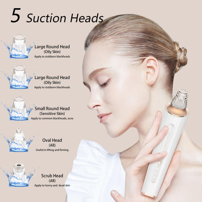 Blackhead Remover Pore Vacuum, Upgraded USB Rechargeable Facial Pore Cleaner Blackhead Removal Kit with 3 Suction Power,5 Probes Black Head Extractions Tool for Women & Men