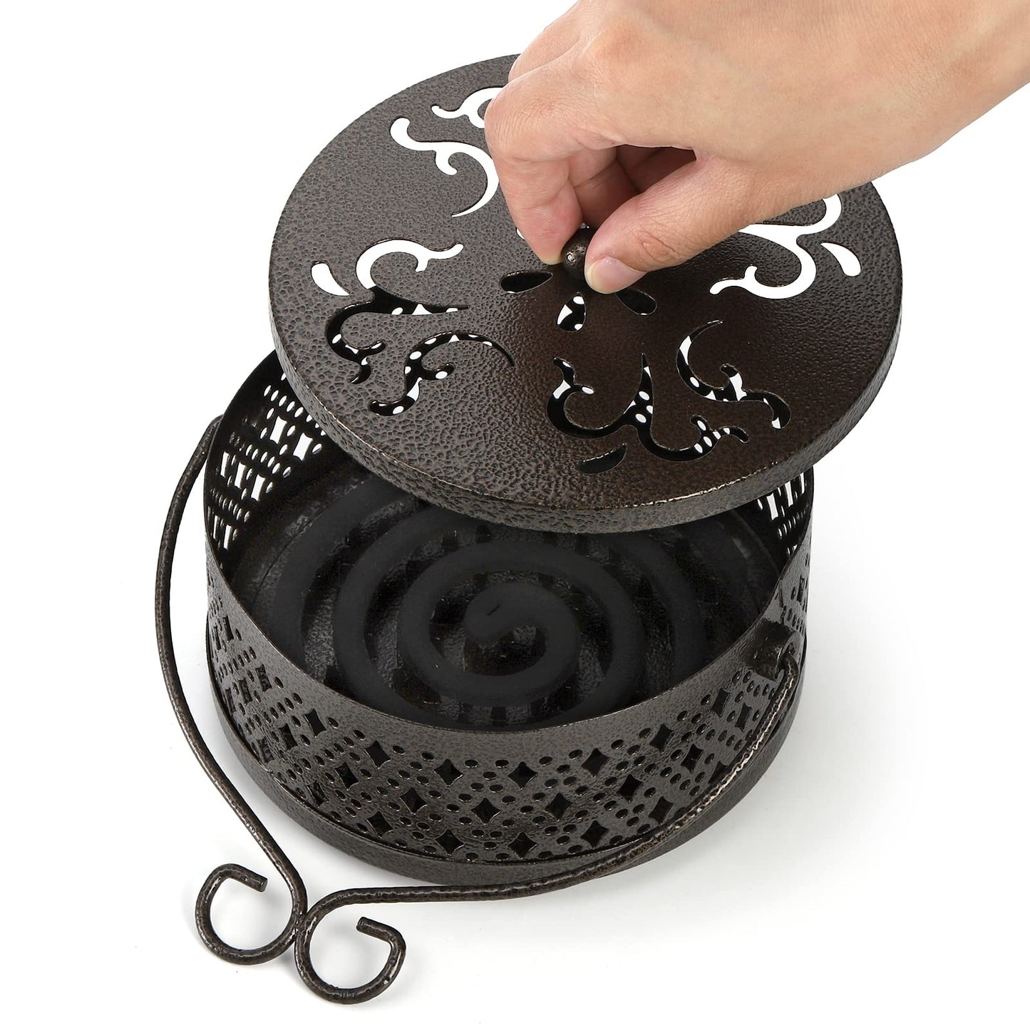 Kingrol 2 Pack Mosquito Coil Holders with Handles, Retro Portable Mosquito Incense Burners for Indoor Outdoor