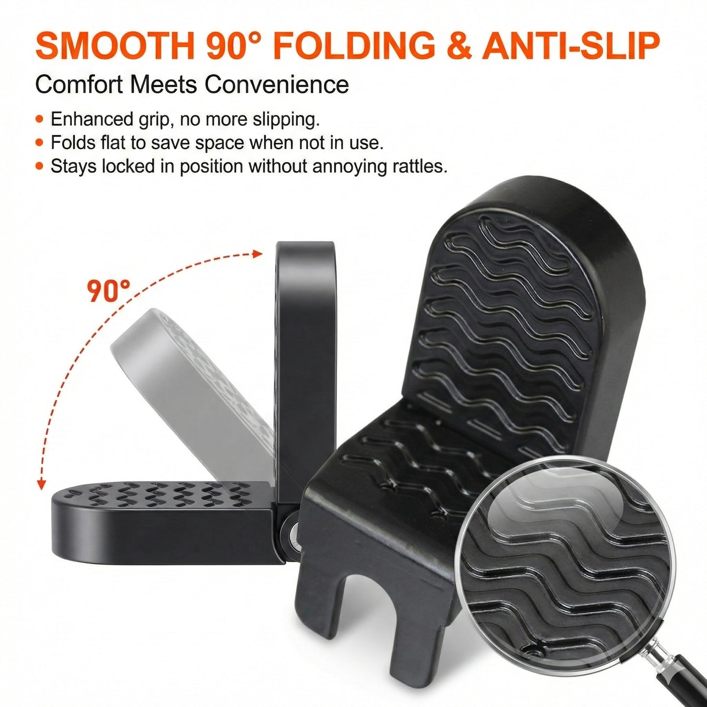 RHEOLITH Heavy Duty E-Bike Foot Pegs for 15mm(0.59") Axle ONLY, Anti-Slip Foldable Rear Pedals for Passenger, Manganese Steel Reinforced Aluminum Bike Footrests for E-Bike, MTB & Folding