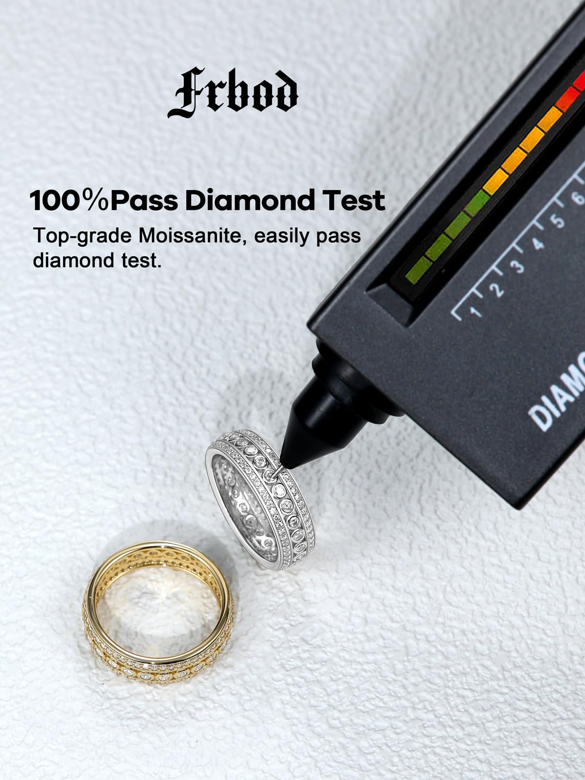 Frbod Moissanite Wedding Ring Womens Channel Set Row Band Sterling Silver Thick Eternity Ring for Wife Her Size 5