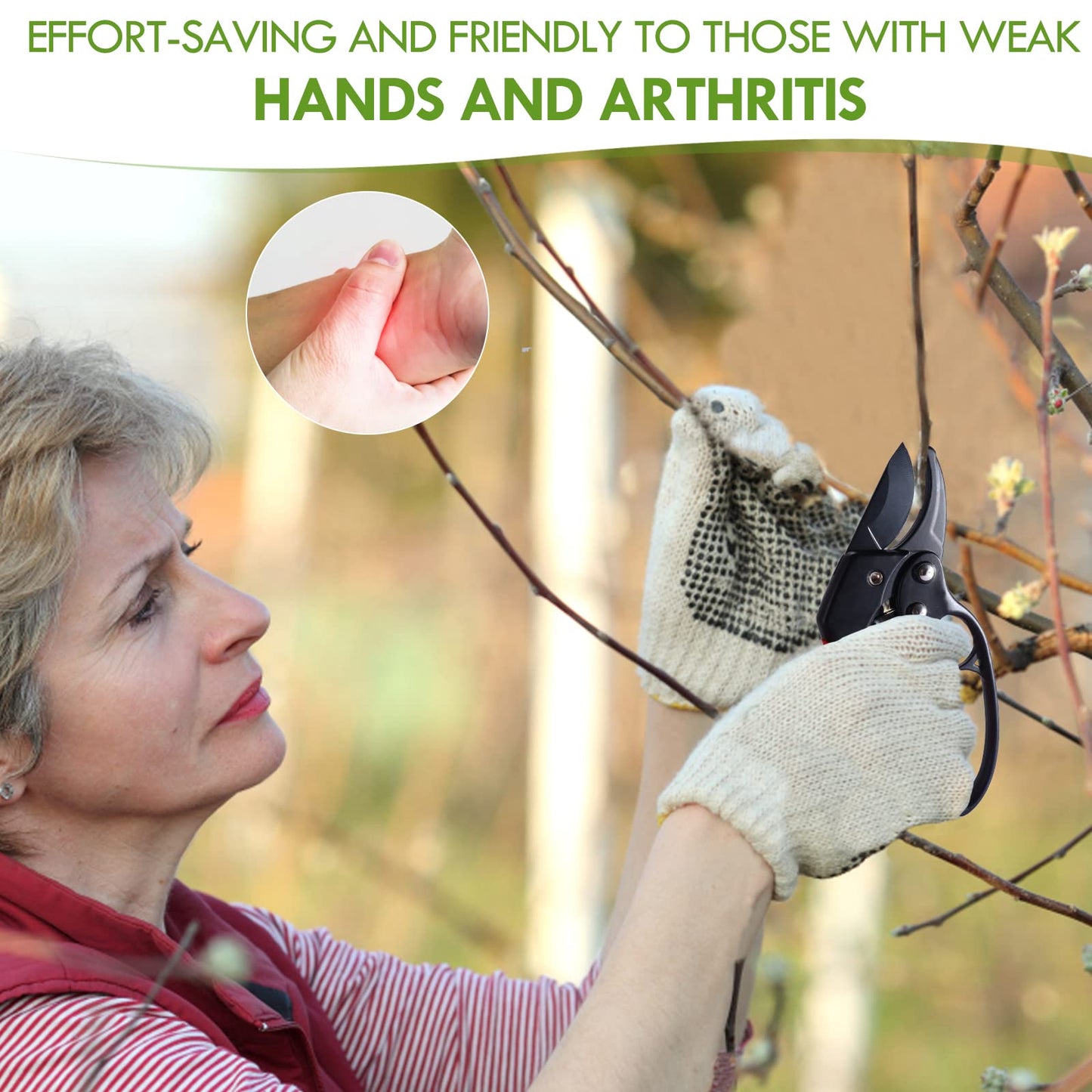 MEPEREZ Premium German-Made Pruning Shears – Ergonomic, Heavy-Duty Hand Pruners Designed for Precision Cutting of Plants; Ideal for Gardeners and Individuals with Arthritis or Reduced Hand Strength