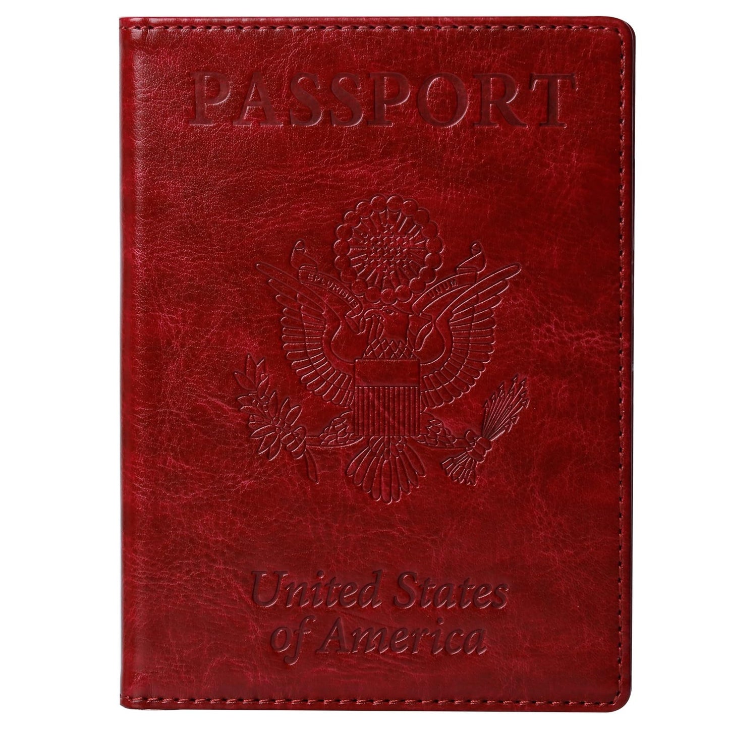 TIGARI Passport Holder for Travel Women Men, PU Leather Passport Wallet Cover Case Sleeve, Waterproof Protected Document Organizer, Family Vacation Plane Cruise Travel Essentials-Red