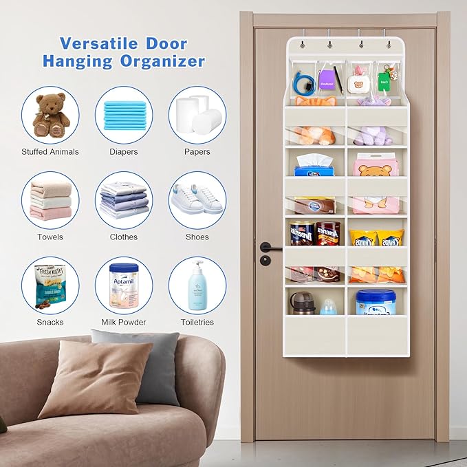 Univivi 5-Shelf Fabric Baby Door Storage Over Door Hanging Organizer