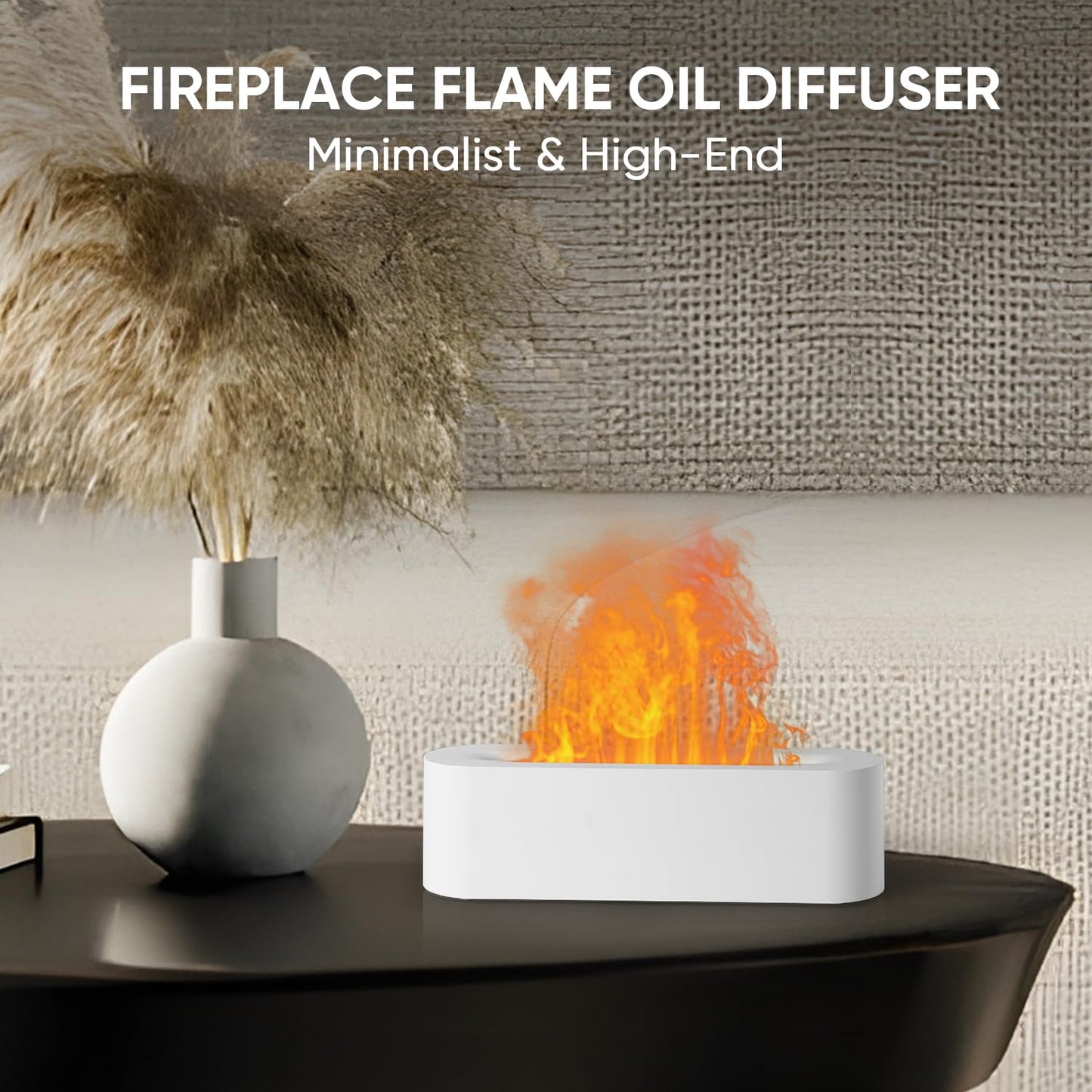 YALEDI Essential Oil Diffuser, Fireplace Flame Fire Oil Diffuser, 150ml Ultrasonic Cool Mist Aromatherapy Humidifier, Scent Aroma Diffuser with 7 Colors Light, Timer & Auto-Off for Home, Room (White)