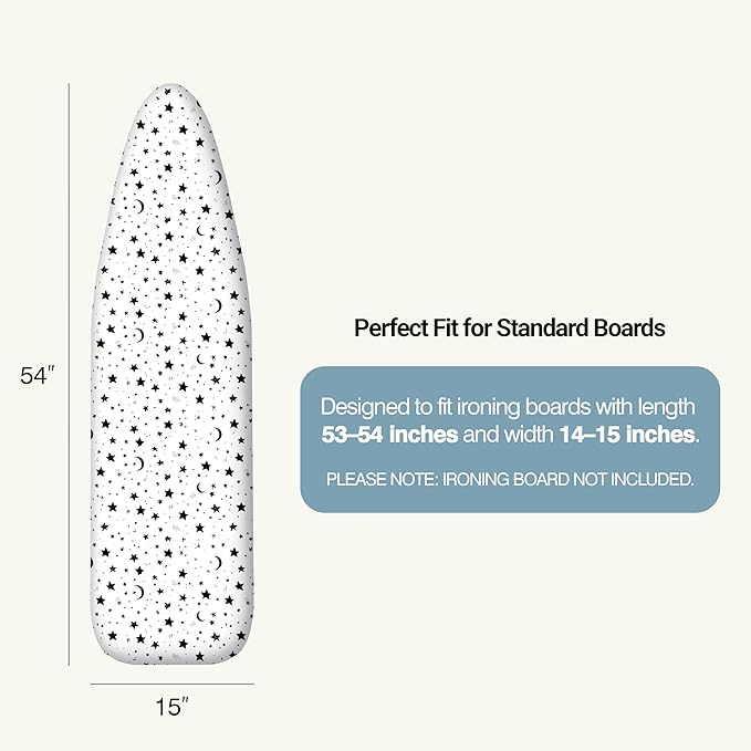 Ironing Board Cover and Pad 15"x54" Extra Thick Natural Cotton, Scorch and