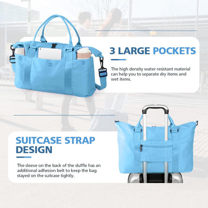 Travel Duffle, Waterproof Weekender Carry On Tote for Women, Travel Essentials Sport Gym for Men, Hospital Bag for Labor and Delivery, Overnight Luggage With Trolley Sleeve