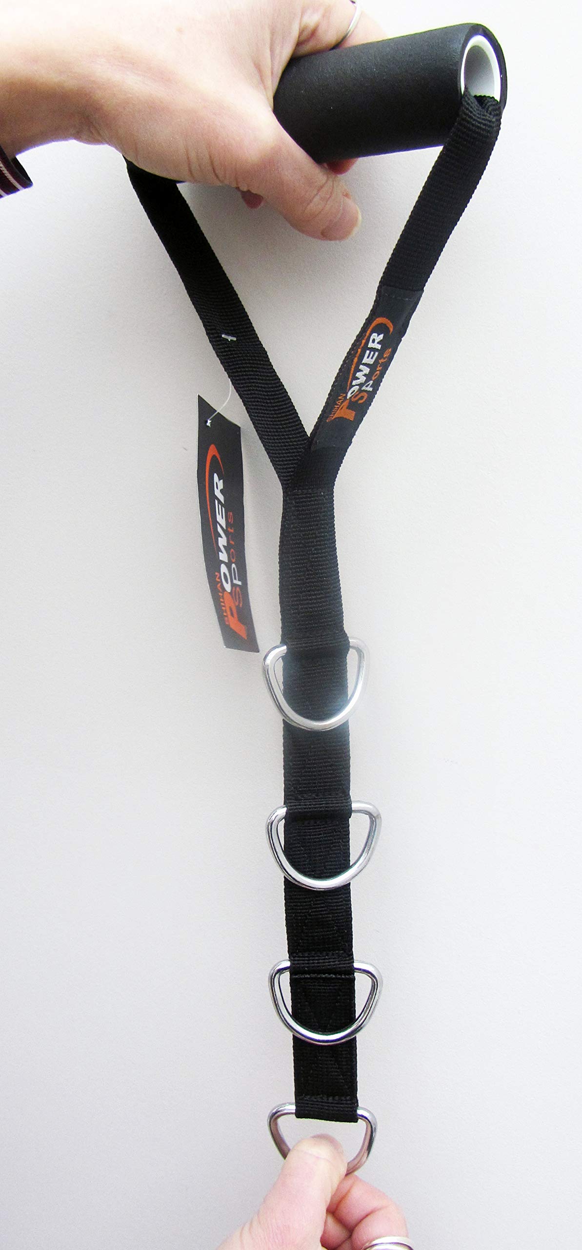 Stirrup Handle with 4 D-Rings Adjustable Cable Machine Attachment Power Sports (Sold Single)