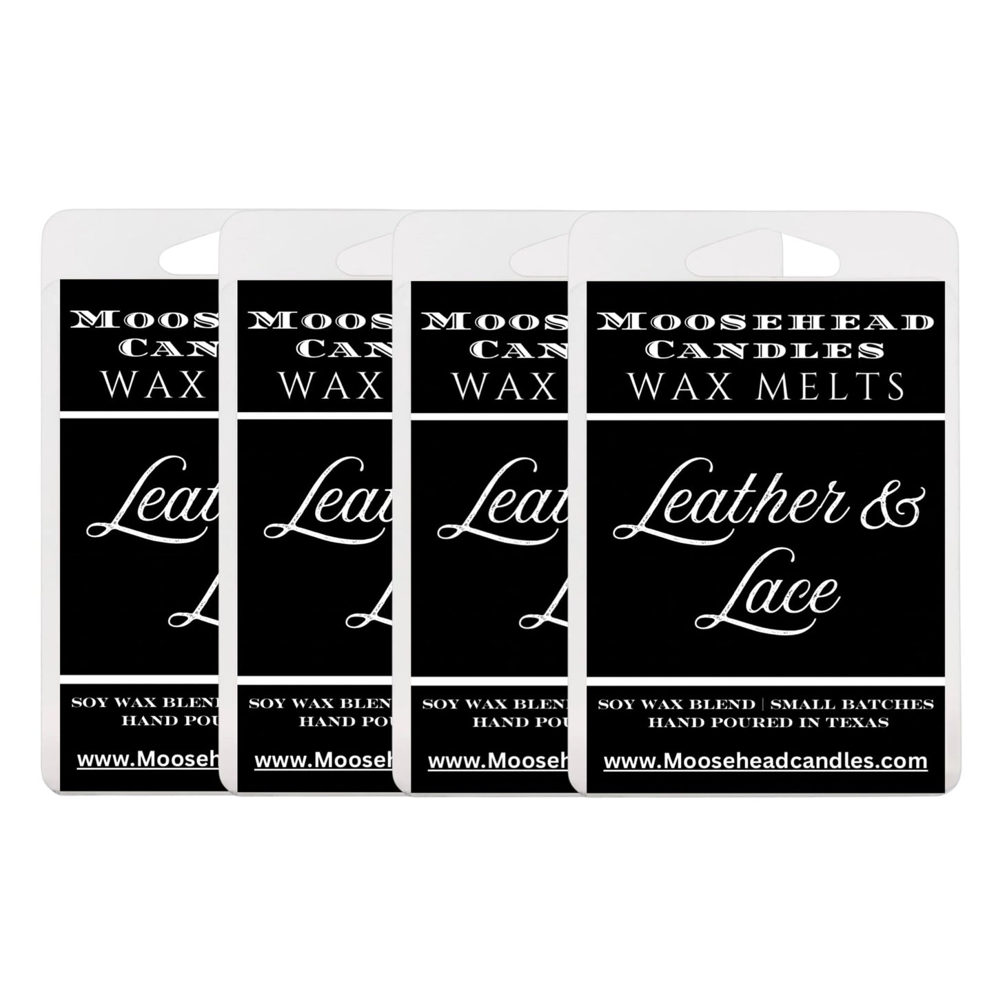 Moosehead candles Leather & Lace Scented Wax Melts – 4 Pack of Bold and Feminine Home Fragrance – Leather, Vanilla, and Floral Blend – Hand-Poured Supports Animal Rescue