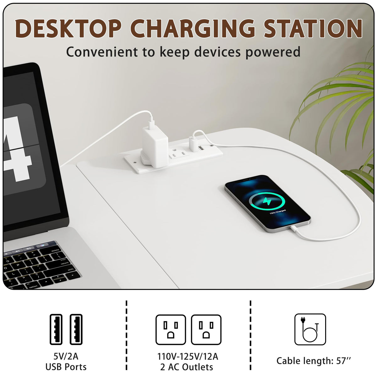 6 In 1 Overbed Bedside Table with Wheels, 32'' Long 90° Medical Adjustable Tilt Hospital Bed Table, Standing Desk with Charging Station Cup Holder Hook, 30''-43'' Height Home Hospital Office (White)