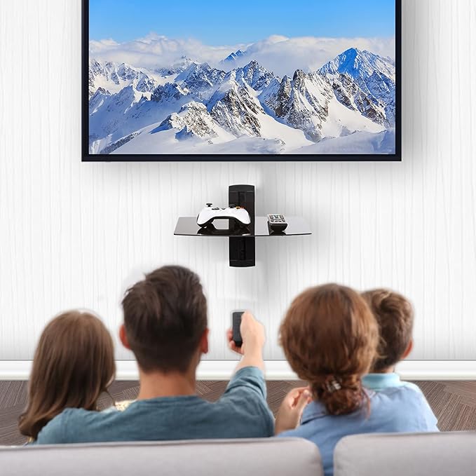 WALI Floating TV Shelf, 1 Tier Glass Projector Shelf