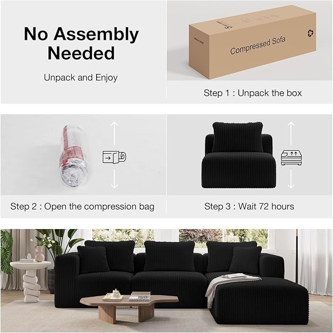 Novilla 106" Modular Sectional Sofa, Modern Cloud Sectional Couch