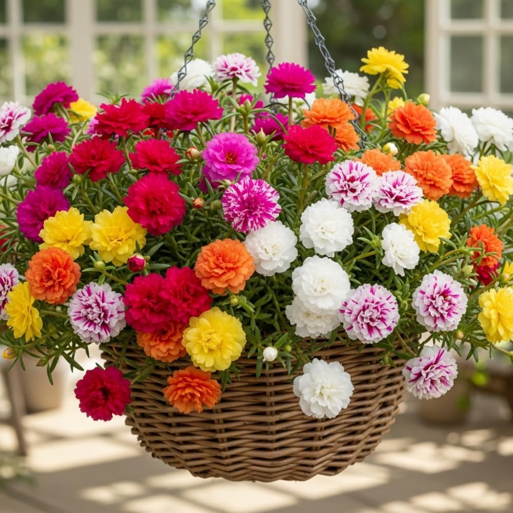 Mix Moss Rose Plants Live, 3 to 5 Inc Tall, Moss Rose Portulaca Plants, Ground Cover Plant Garden