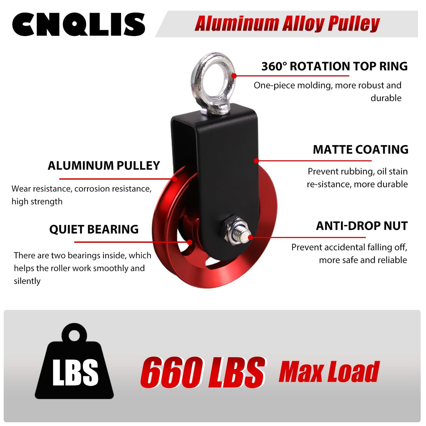 CNQLIS Cable Pulley Wheel for Home Gym Pulley System,90mm Aluminium Alloy Gym Pulley for Maximum 660LBS Load, for poleas. para Gym