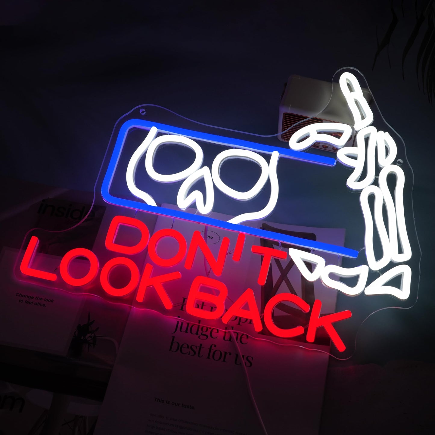 LISIGNVE Skull Neon Sign Red Don’t Look Back Led Light Up Sign Horror Halloween Neon Light for Party Spooky House Creepy Room Chamber of Secrets Wall Decor