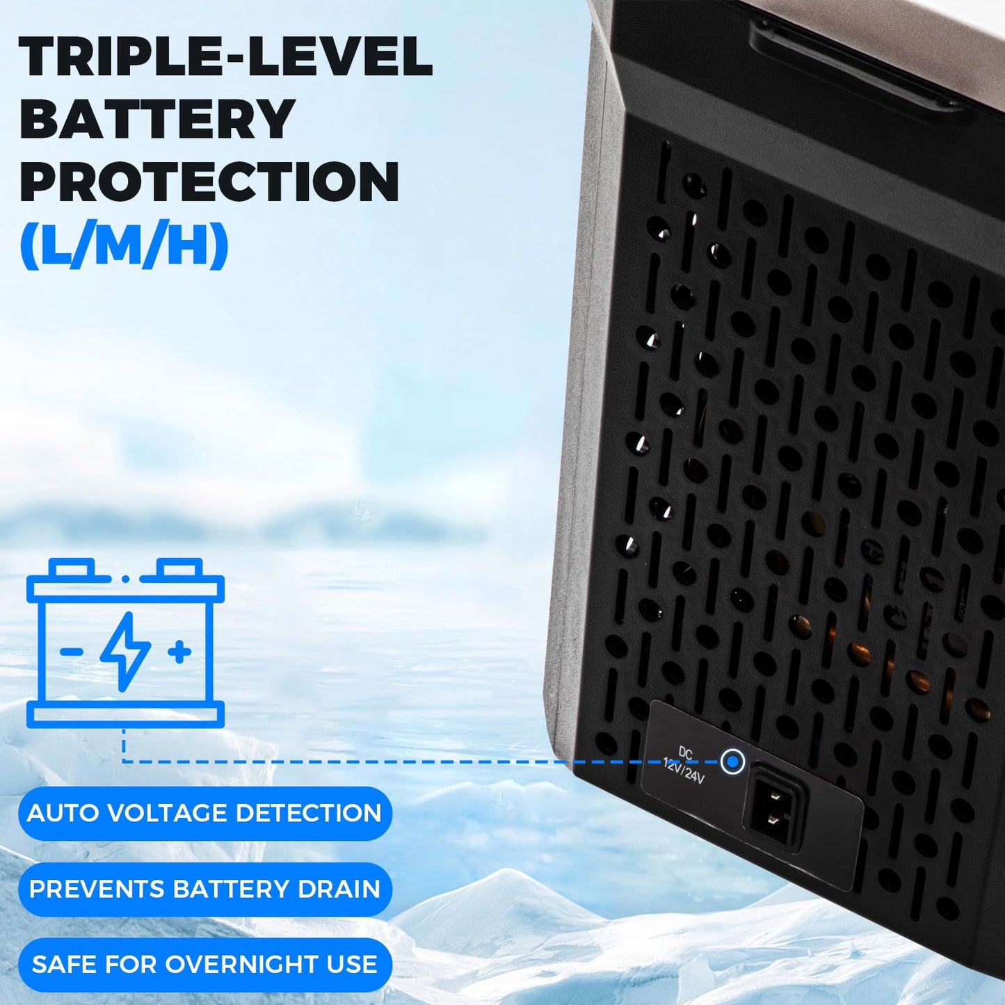 Center Console Fridge with Bluetooth APP Control,Car Refrigerator 16QT Portable Freezer Compressor Cooler (0°F ~ 64°F”),Car Refrigerator RV Fridge 12/24V DC&110V AC for MPV,RV,Travel,SUV, Van Camping