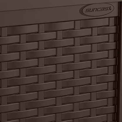 Suncast 22-Gallon Small Deck Box - Lightweight Resin Storage Container and Seat for Patio Cushions and Gardening Tools - Store Items on Patio, Garage, 22.5"L x 17"W x 22.5"H, Yard - Java Brown