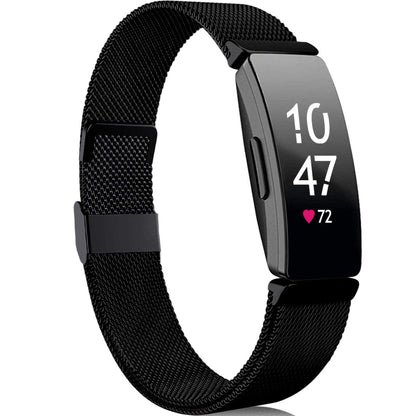 Faliogo Compatible with Fitbit Inspire HR & 2 Strap, Stainless Steel Metal Mesh Replacement Wristband for Fitbit Ace 2, Women & Men Small, Black