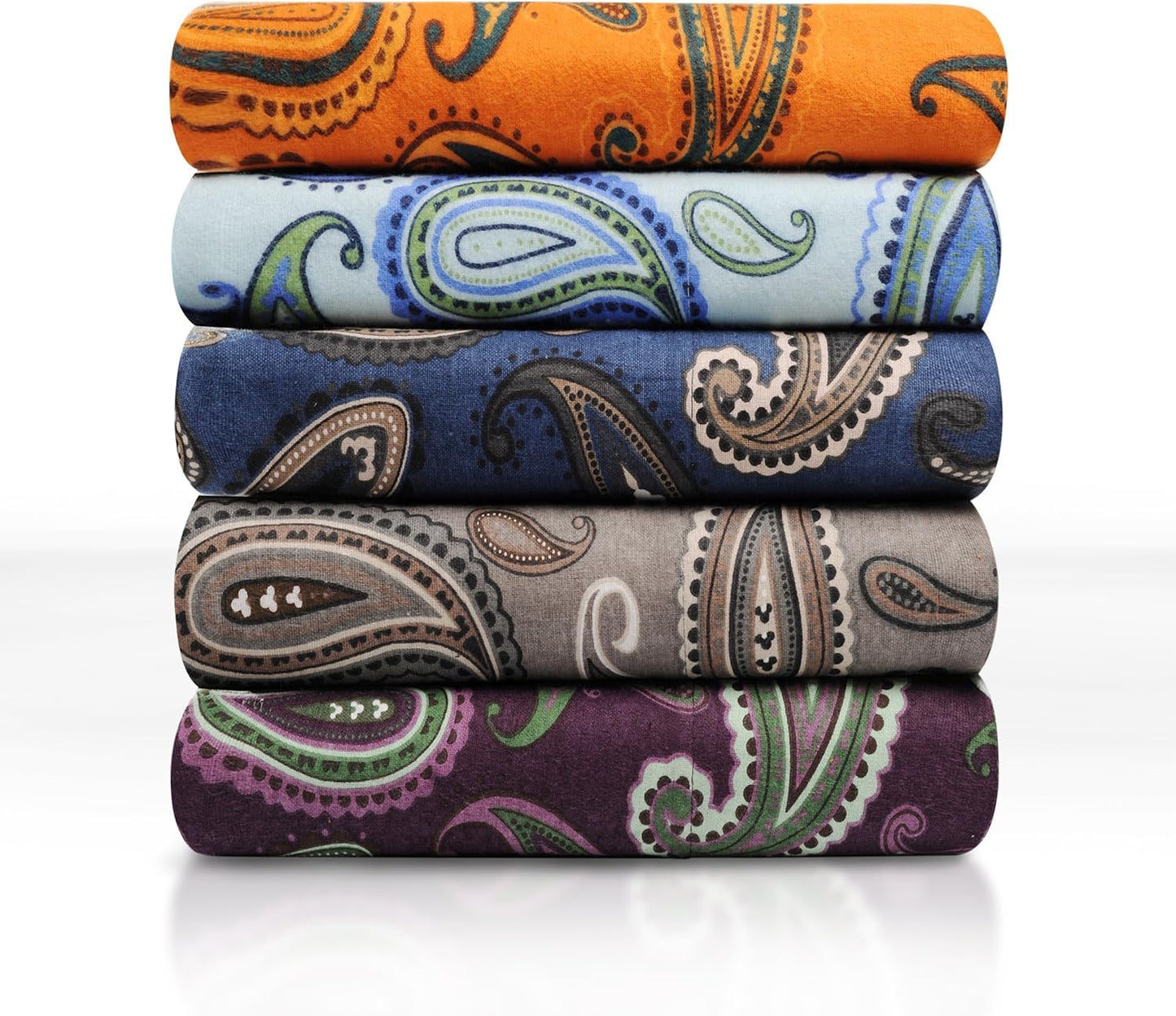 Superior Paisley Flannel Cotton Duvet Cover Set, Warm Fuzzy Comforter Cover, Cozy Soft Floral Bedding Essentials, Secure Button Closure, Includes 1 Duvet Cover, 2 Pillow Shams, Full/Queen, Navy Blue