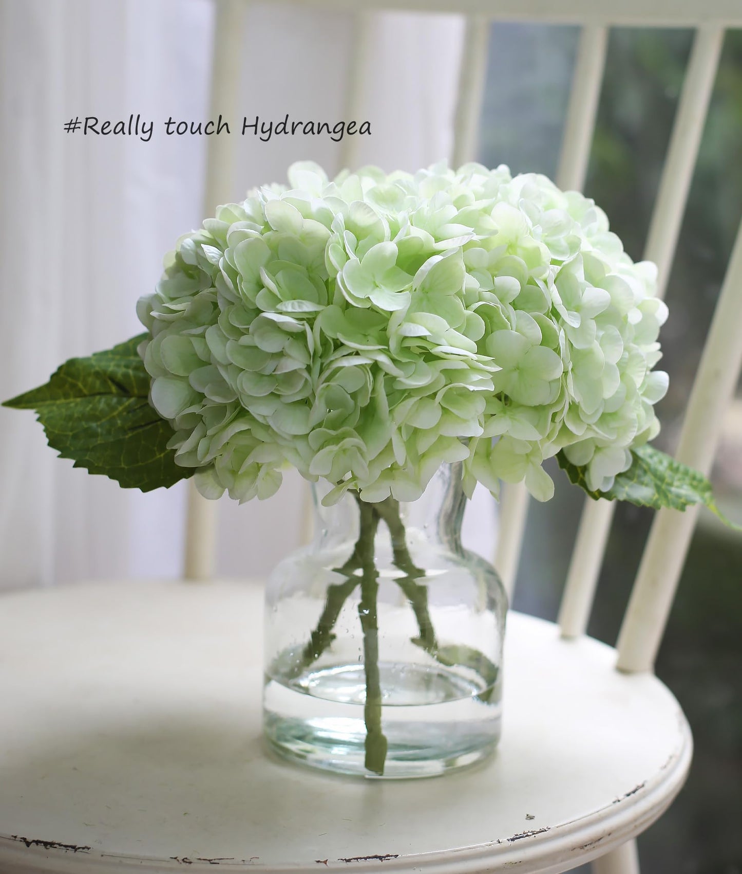 CHASMILE Real Touch Artificial Flowers Hydrangea in Vase for Home Decoration,Artificial Hydrangeas Centerpieces for Tables, Lifelike Fake Hydrangea in Vase for Bathroom, Office and Water Bar