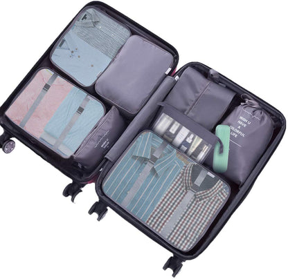 Packing Cubes for Suitcase,Geediar 9 PCS Travel Luggage Packing Organizers Waterproof Travel Essentials Bag Clothes Shoes Cosmetics Toiletries Storage Bags(a-Grey)